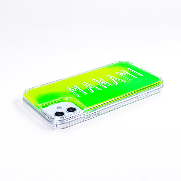 オリジナルiPhone12ネオンサンドスマホケース緑×黄