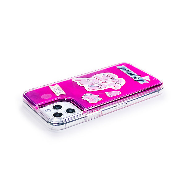オリジナルiPhone12ネオンサンドスマホケースピンク×紫