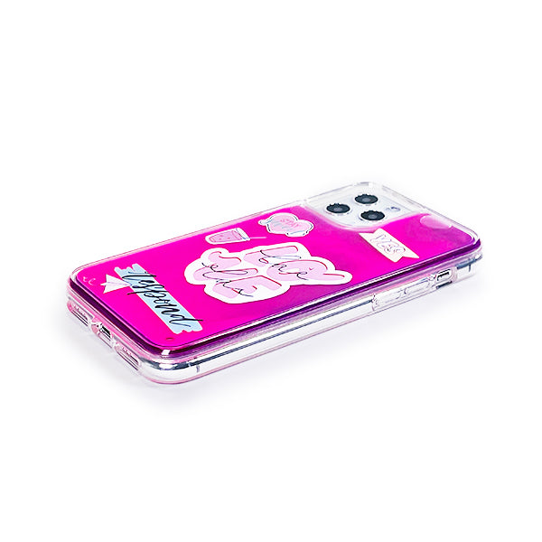 オリジナルiPhone11ネオンサンドスマホケースピンク×紫