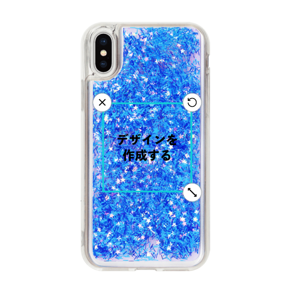 オリジナルiPhoneXグリッタースマホケースブルー