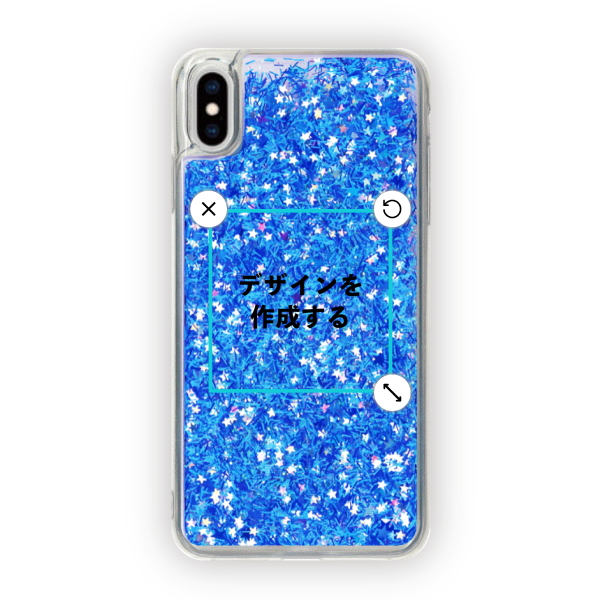 オリジナルiPhoneXS Maxグリッタースマホケースブルー