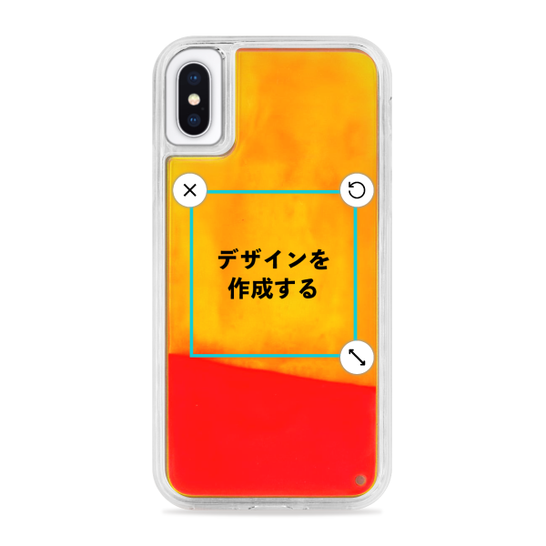 オリジナルiPhoneXSネオンサンドスマホケースオレンジ×黄